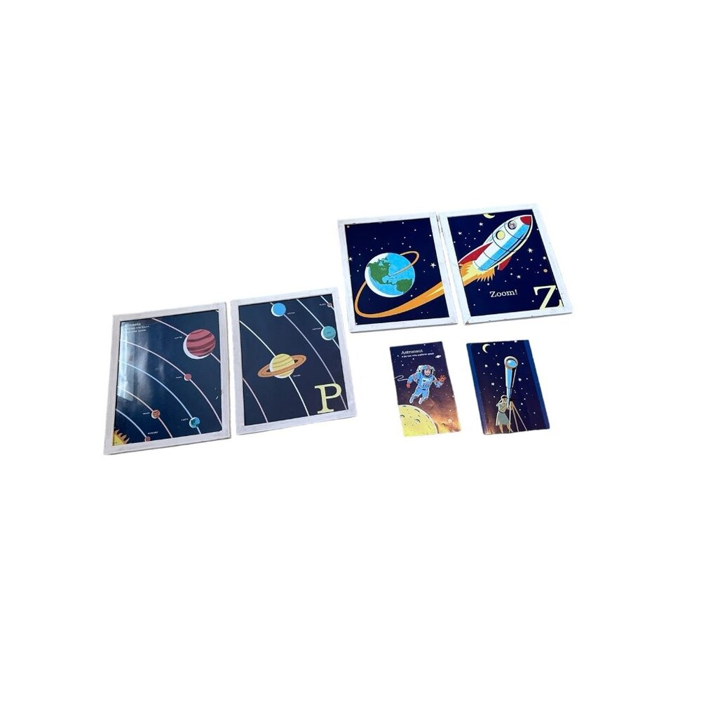 Kids Bedroom Art Prints Outer Space Astronaut Set